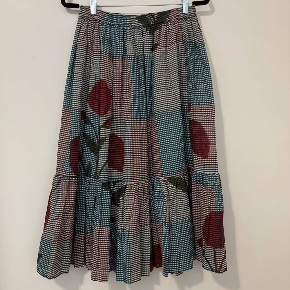 Floral Checkered Skirt